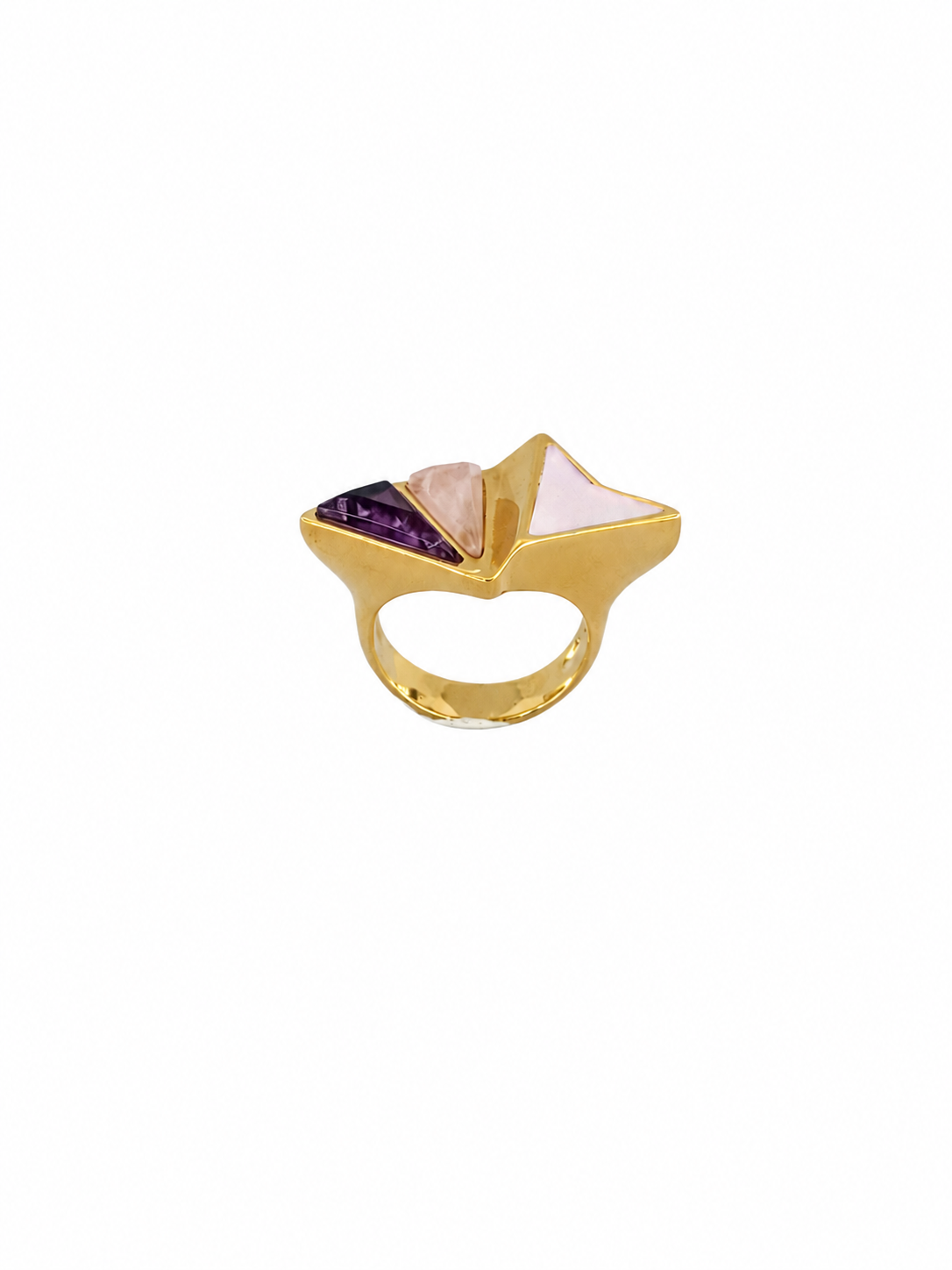 Anillo de Amatista, Cuarzo rosa y esmalte