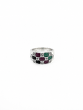 Anillo Plata, Rubí, Esmeralda y Zafiro
