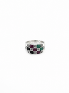 Anillo Plata, Rubí, Esmeralda y Zafiro