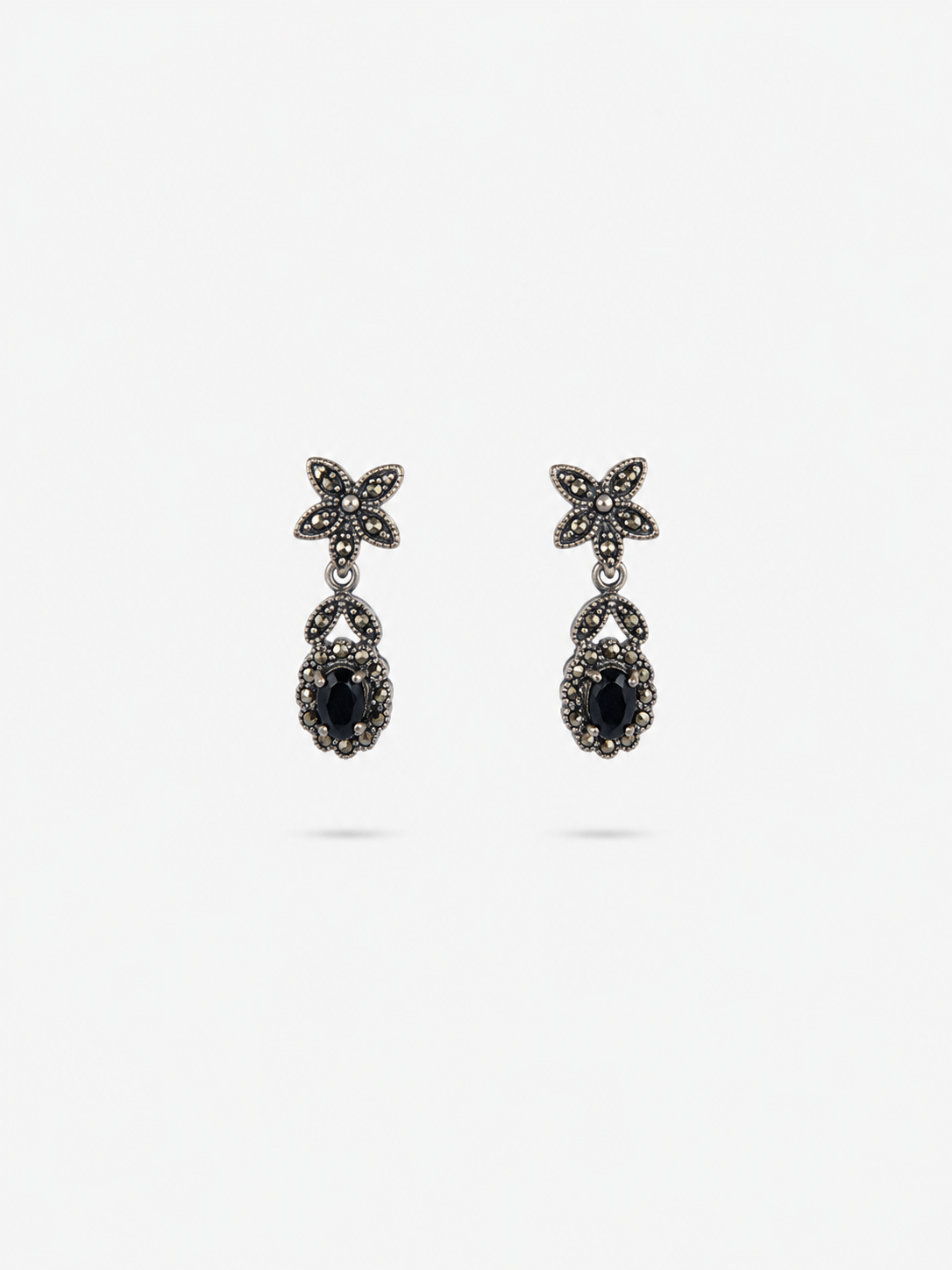 Pendientes de Plata, Marcasita y Ónix