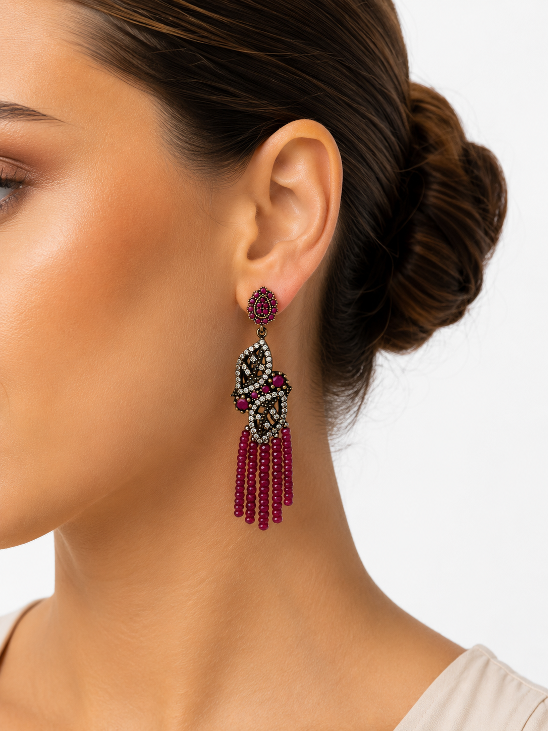 Pendientes de Rubí y Plata