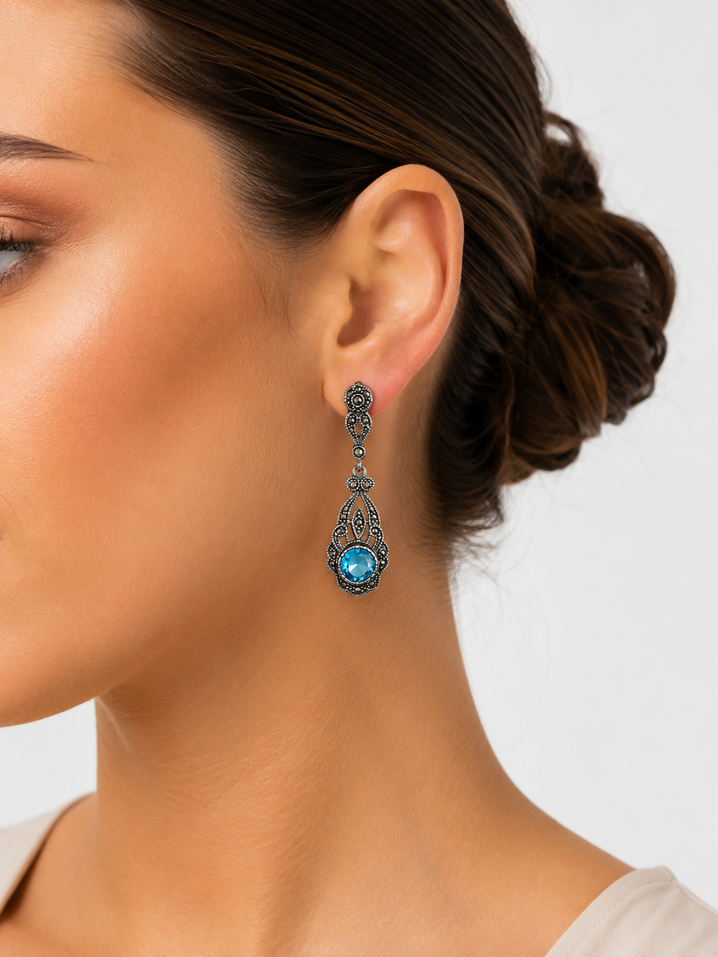 Pendientes de Topacio Azul