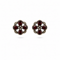 Pendientes flor de Granate Plata y Marcasita