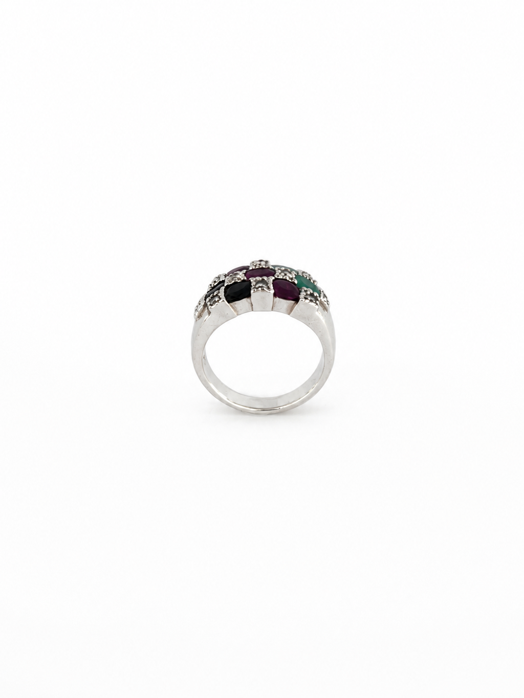 Anillo Plata, Rubí, Esmeralda y Zafiro