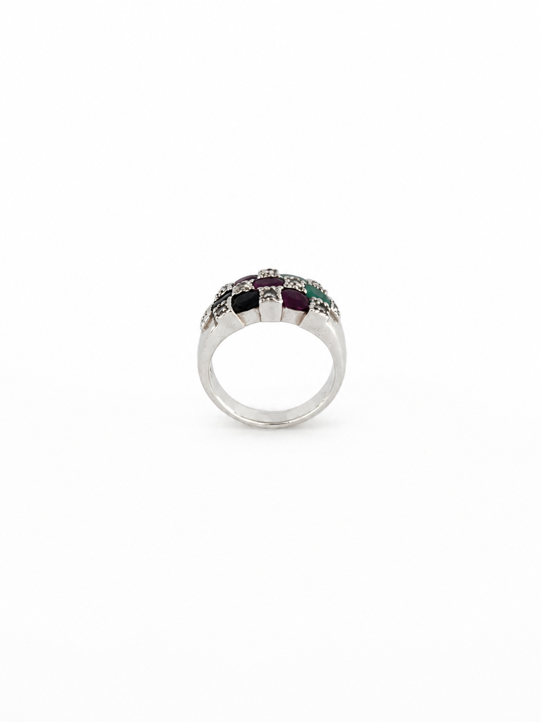 Anillo Plata, Rubí, Esmeralda y Zafiro