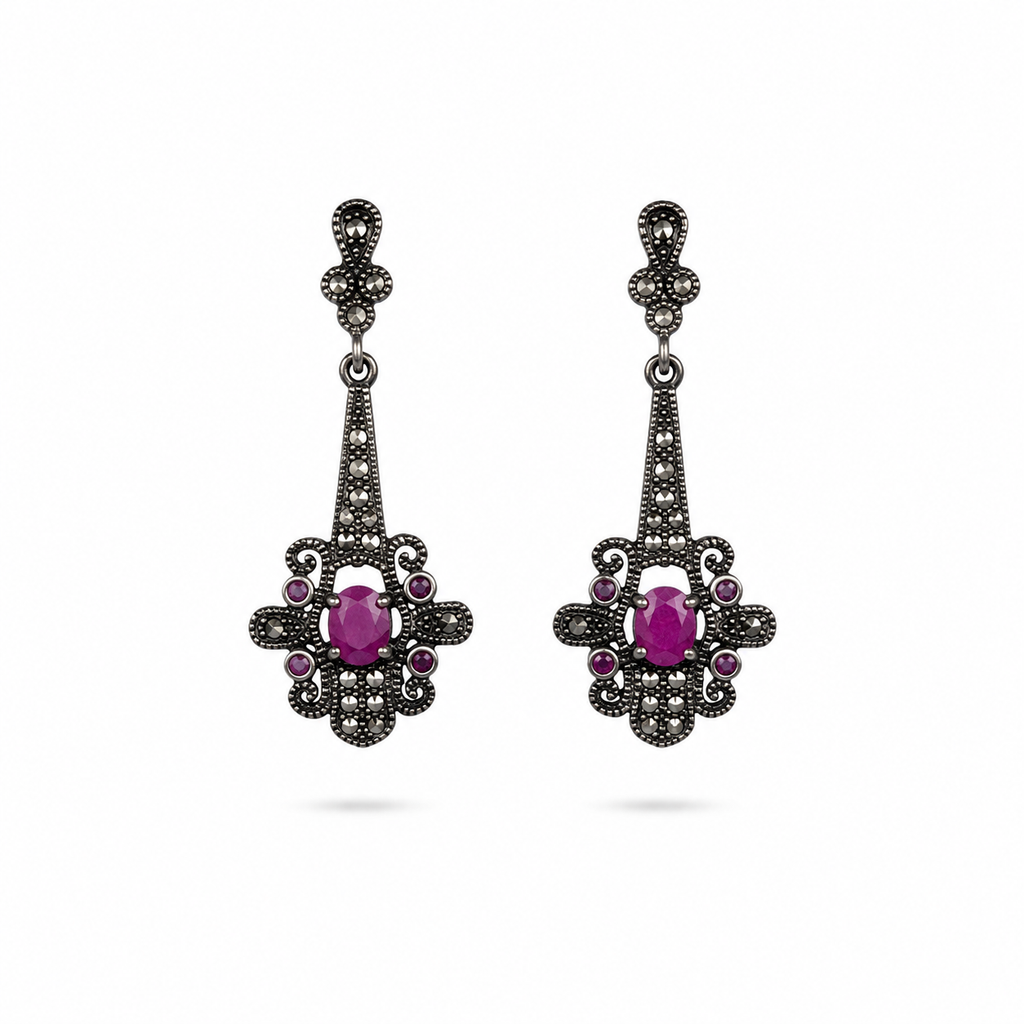 Pendientes de Plata y Rubí