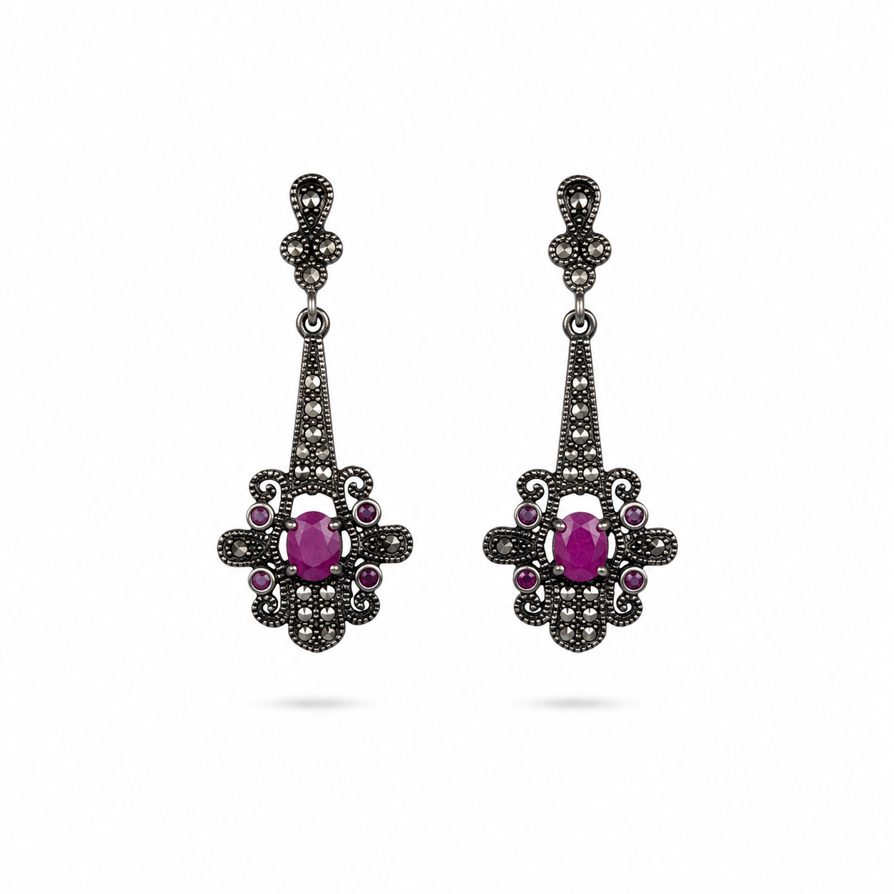 Pendientes de Plata y Rubí