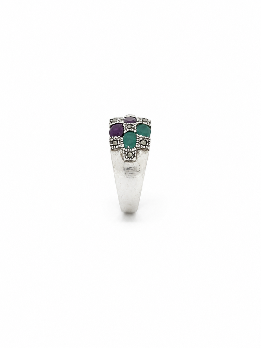 Anillo Plata, Rubí, Esmeralda y Zafiro
