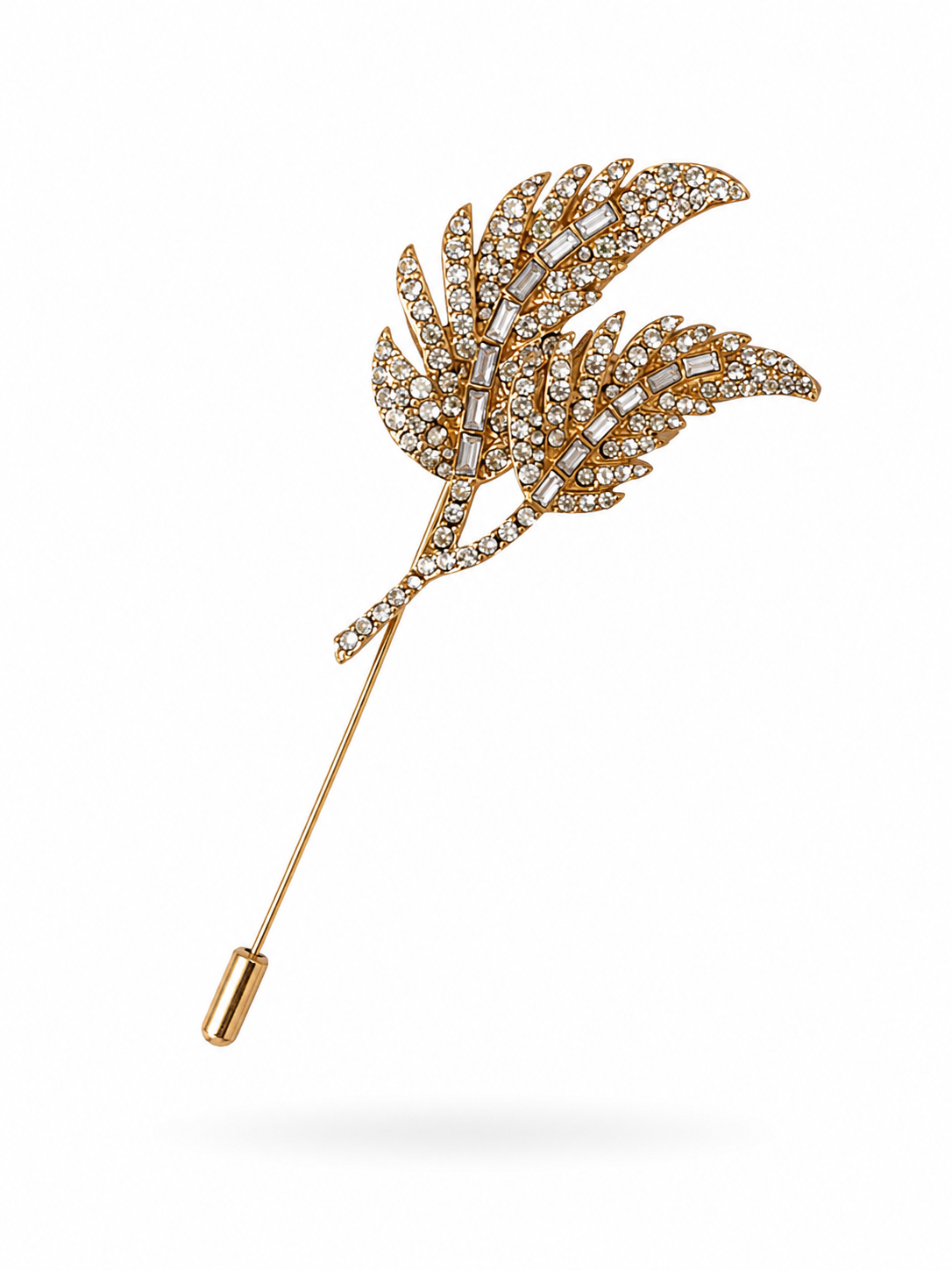 Broche de alfiler de Latón con baño de oro y circonitas