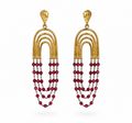 Pendientes de Latón con baño de oro y Cristal rojo