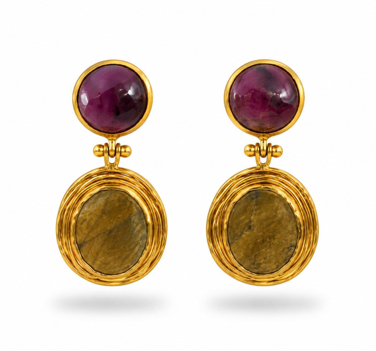 Pendientes de Ojo de tigre y Amatista