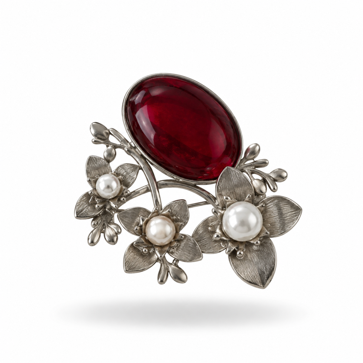 Broche de Ágata sintética y Perlas