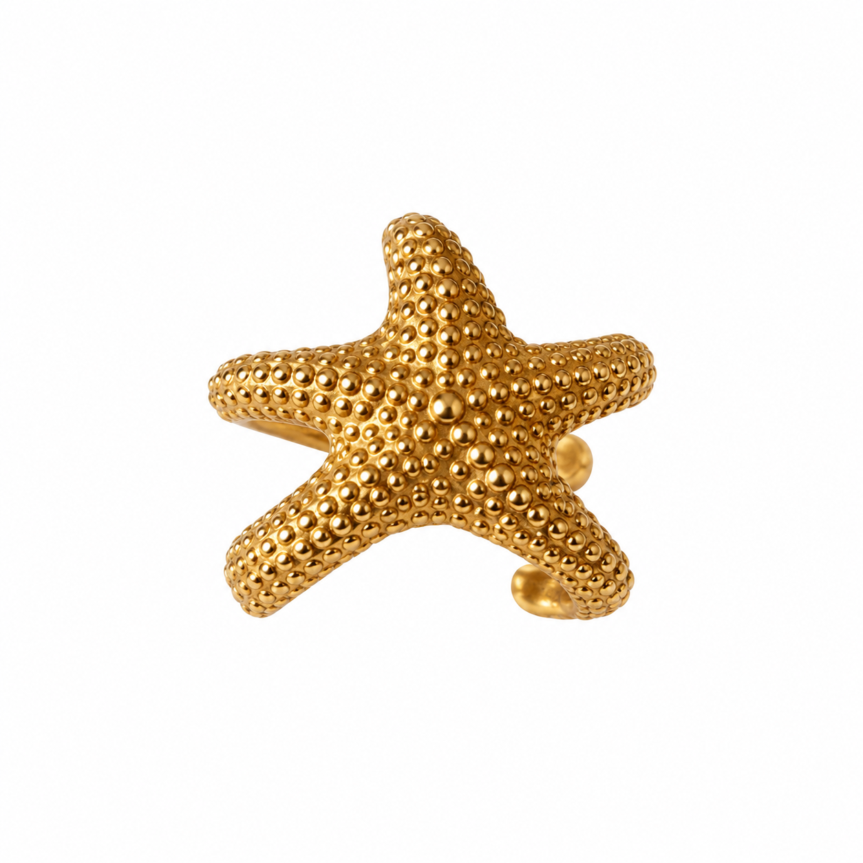 Anillo de Latón con baño de oro en forma de estrella ajustable
