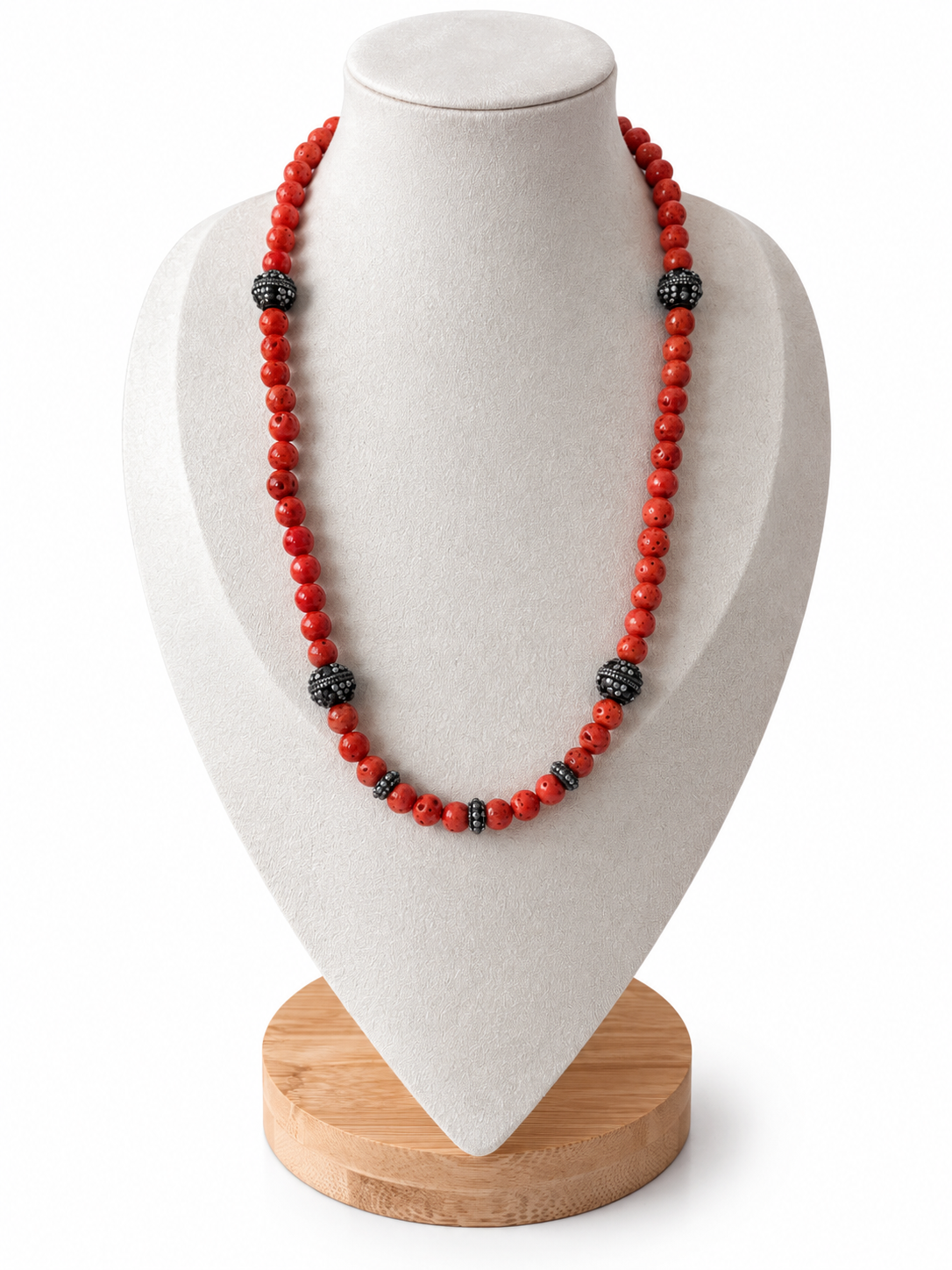 Collar de Coral del Mediterráneo de 3ª calidad y Plata