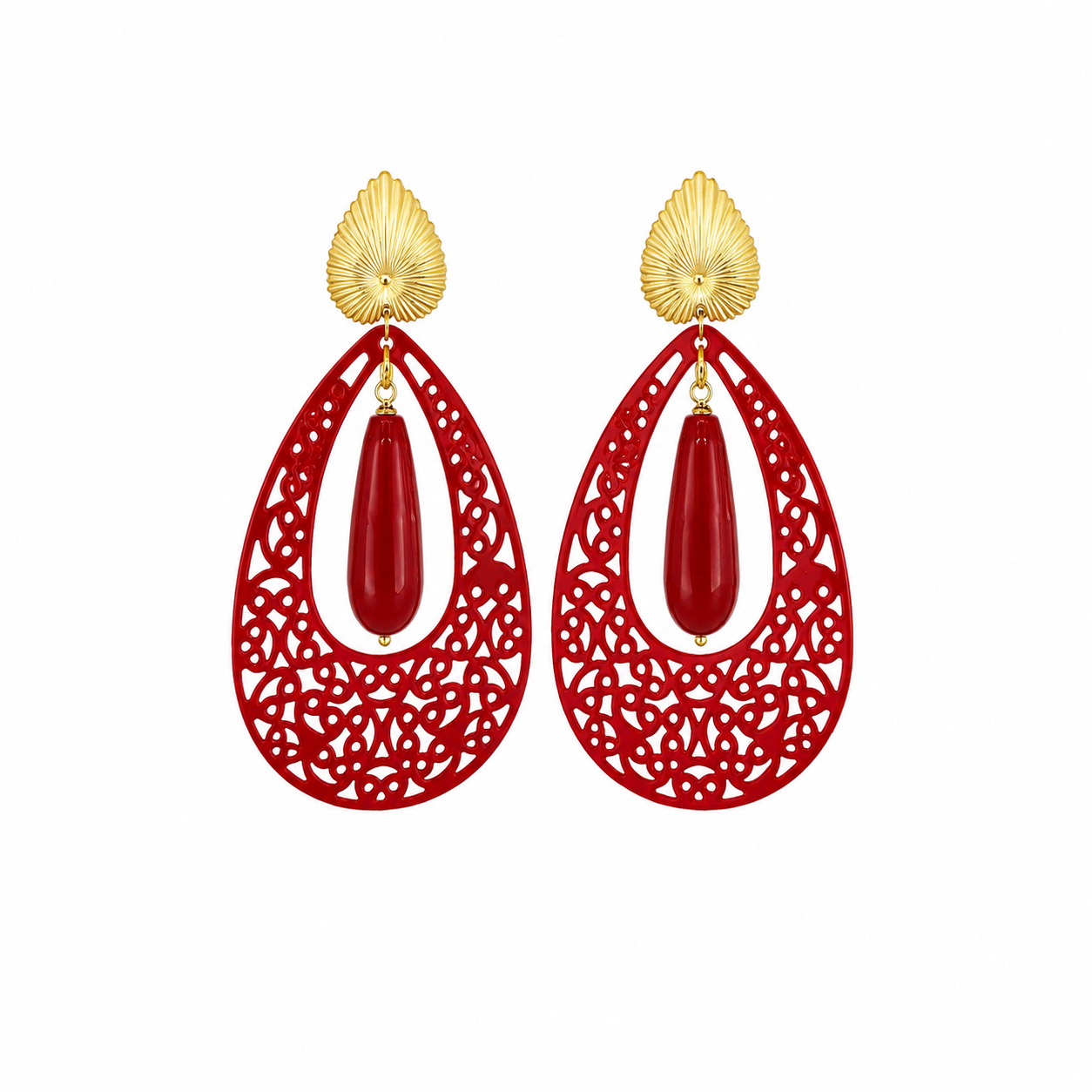 Pendientes de Coral Bambú y Acero