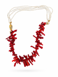 Collar de Coral Bambú y Perlas de río