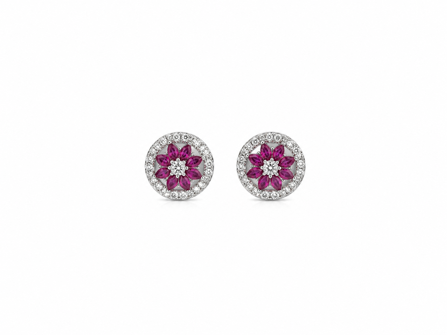 Pendientes de Plata, Circonitas blancas y rosas