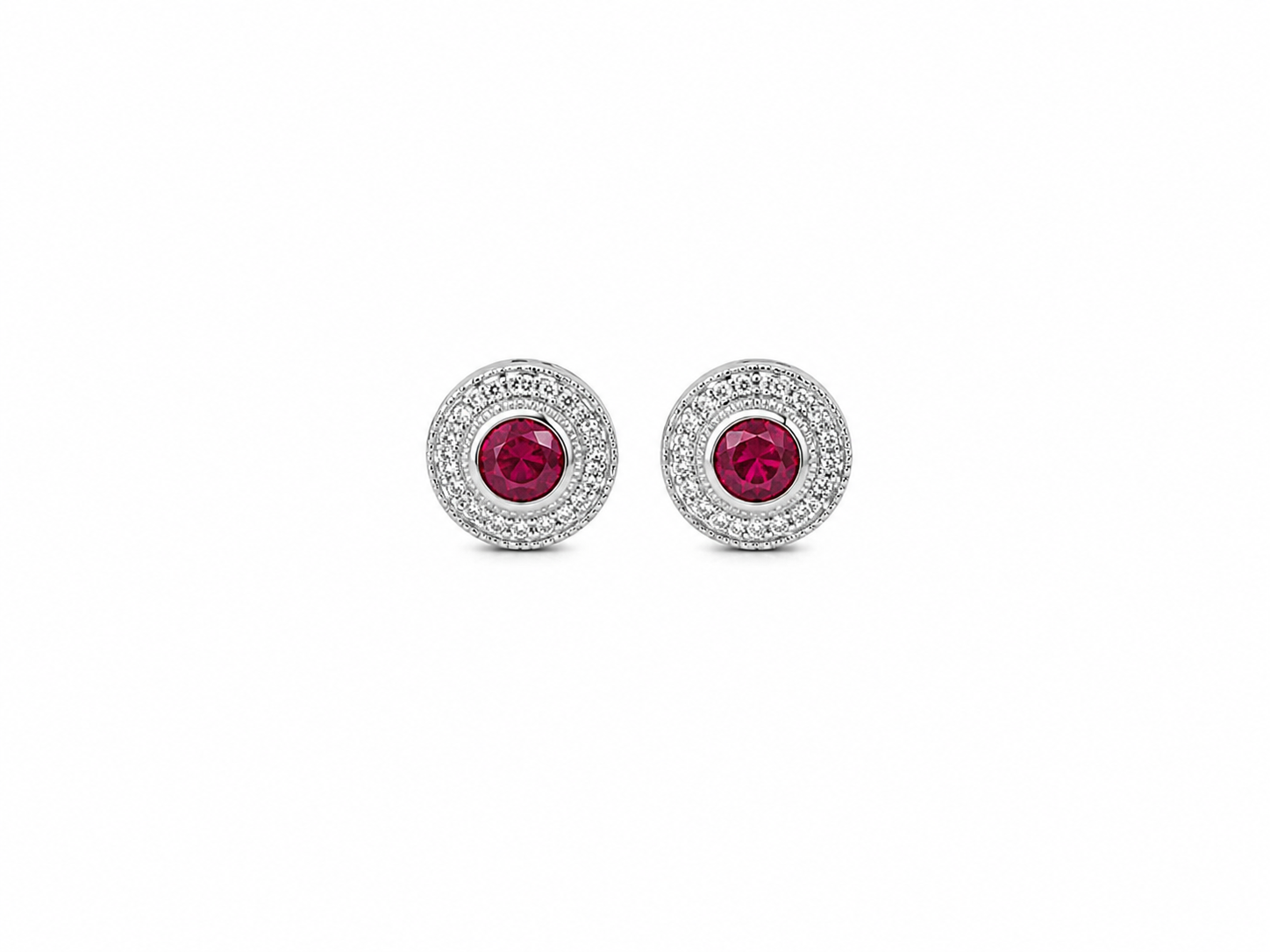 Pendientes de Circonita blancas y rojas