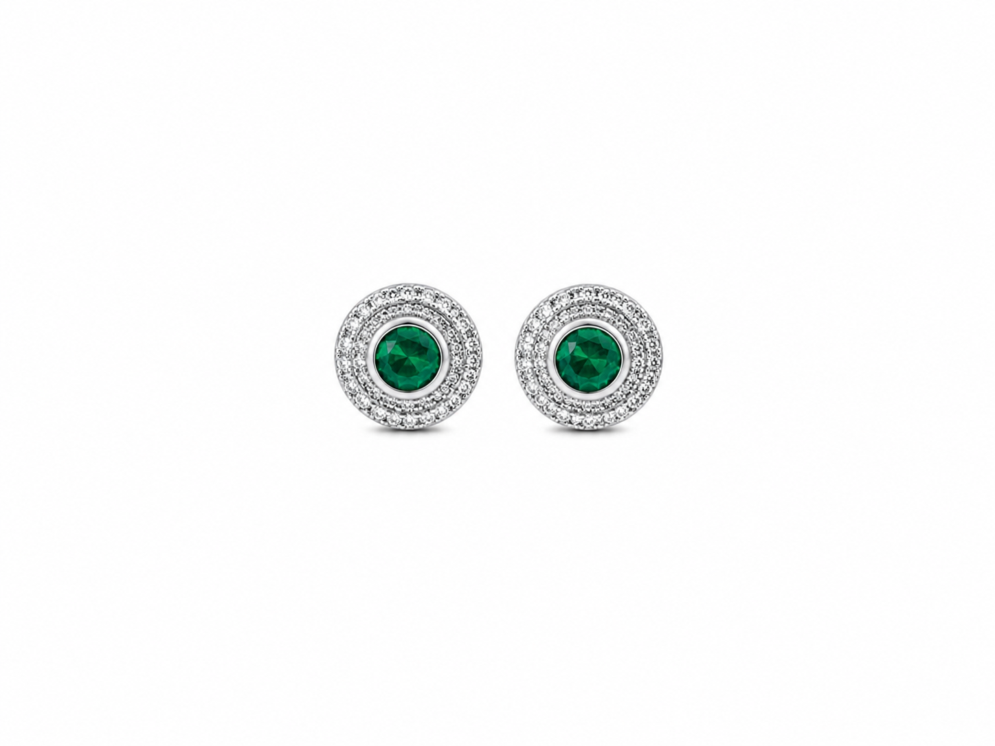 Pendientes de Circonitas verdes y blancas