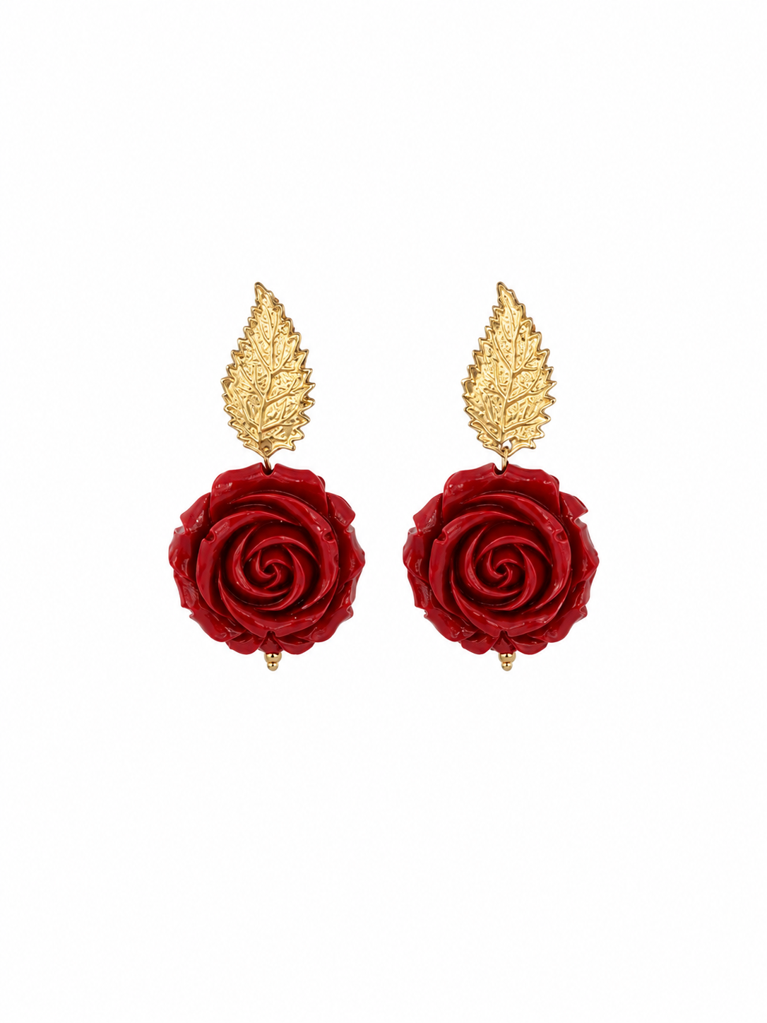 Pendientes de Coral Bambú y Acero con un baño de oro